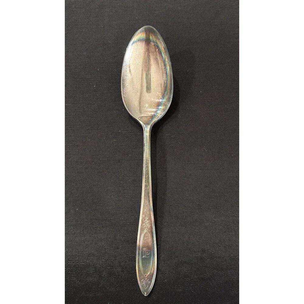SERVING SPOON Vintage Oneida Community Silverplate Adam Monogramed